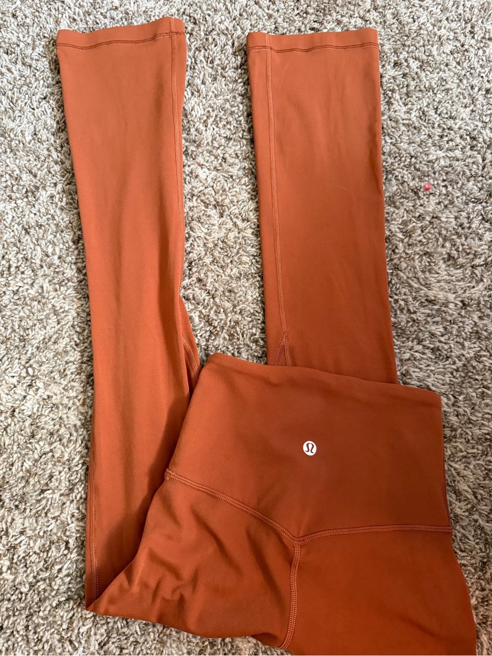 Lulu lemon high rise flare leggings size 0 rust color euc